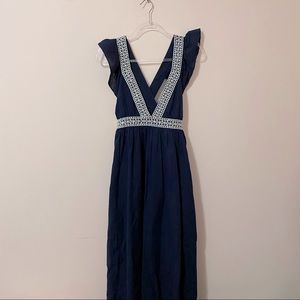 J. Crew Navy Blue Dress with White Trim